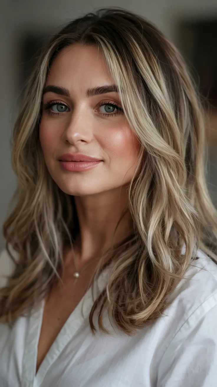 Best Fall hairstyles and colors for Women 40+ in 2025 Golden Mushroom Blonde With Root Melt