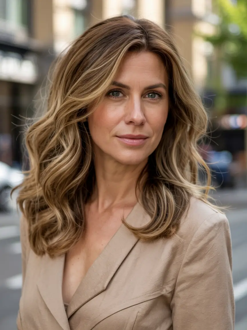 Best Fall hairstyles and colors for Women 40+ in 2025 Warm Blonde Balayage With Movement