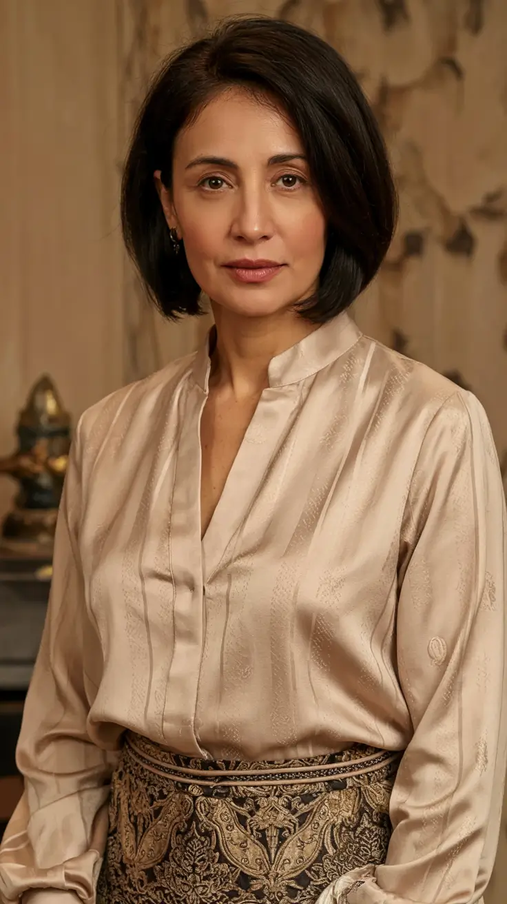 Best Fall hairstyles and colors for Women 40+ in 2025 Chin-Length Sleek Bob With Side Part
