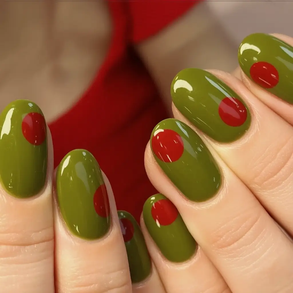 Fall Vibes: Best Nail Colors for September 2025 Martini Olive with Cherry Drop