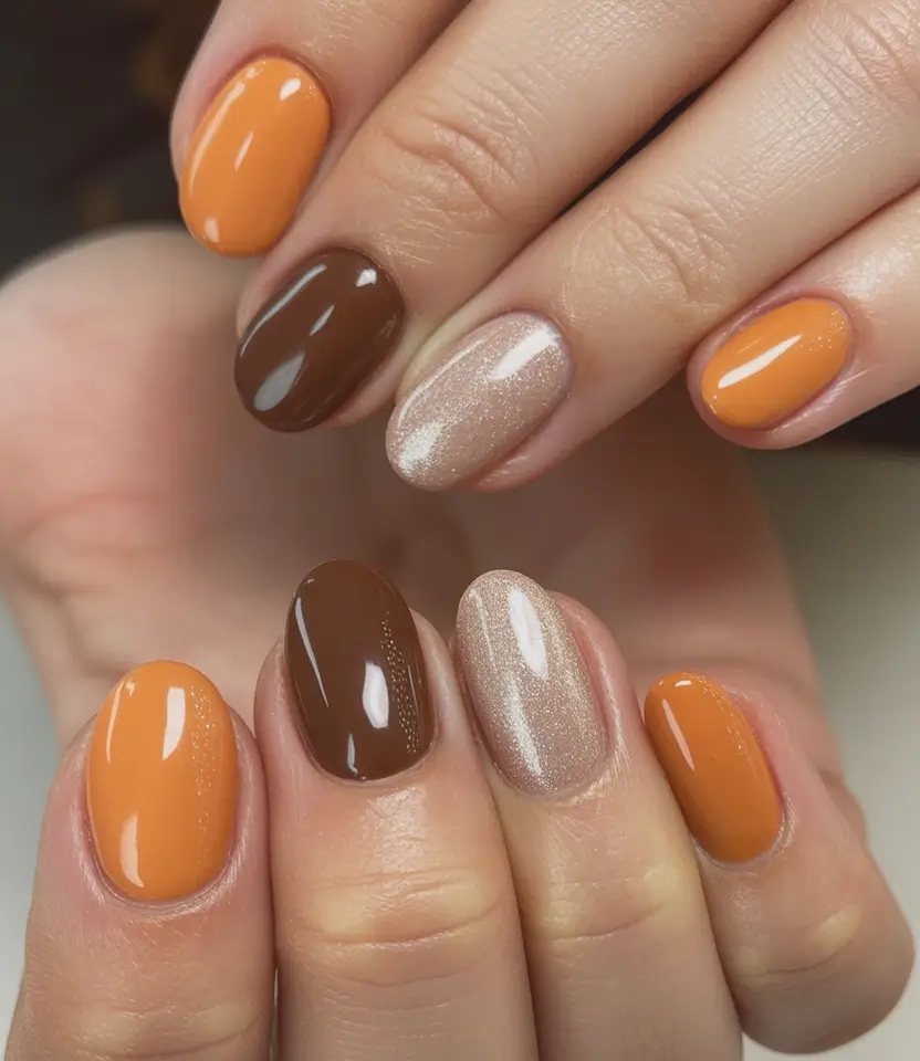Fall Vibes: Best Nail Colors for September 2025 Molten Caramel & Mocha Glitz