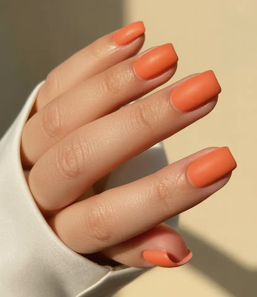 Fall Vibes: Best Nail Colors for September 2025 Matte Pumpkin Shortie
