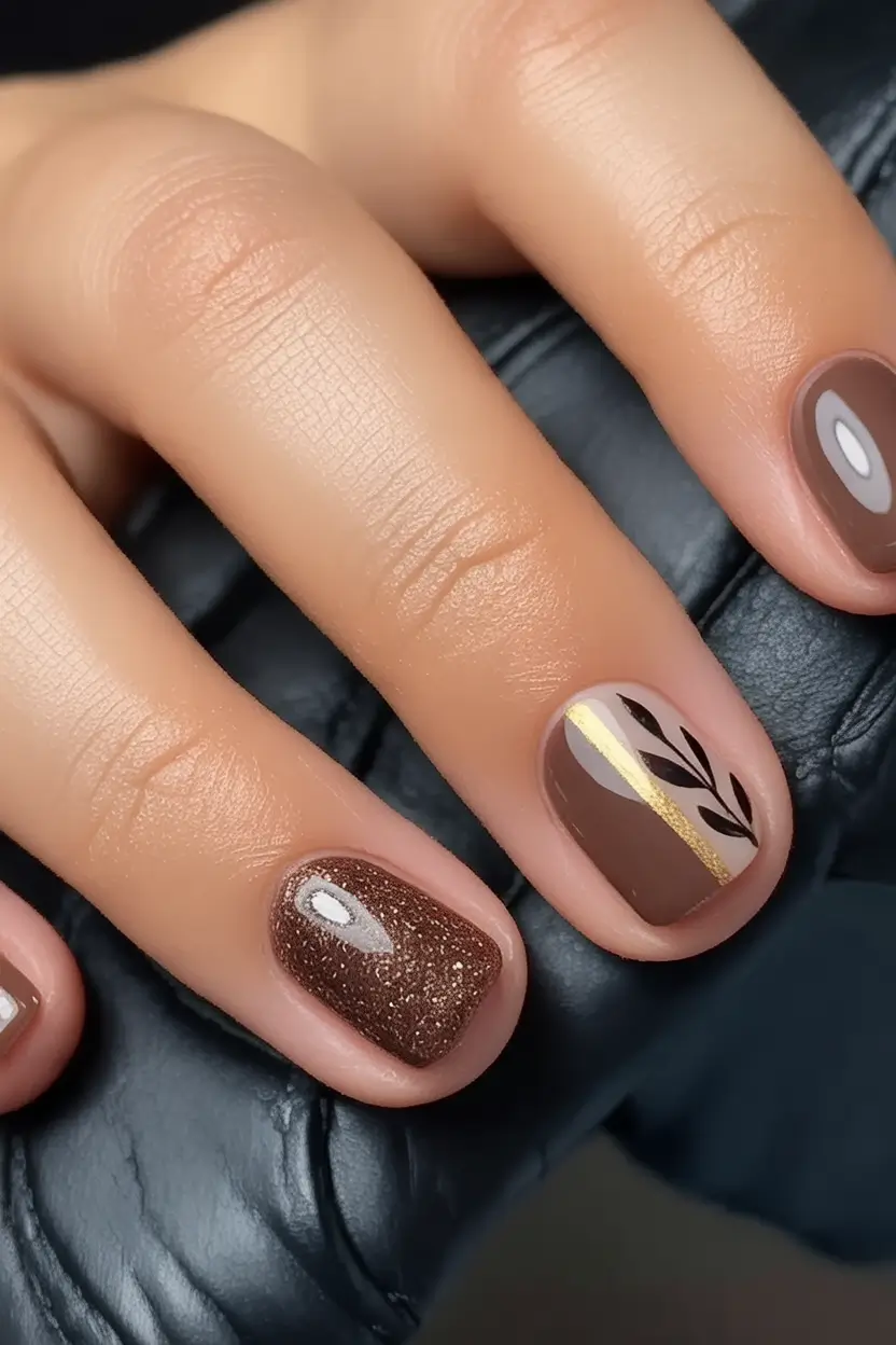 Fall Vibes: Best Nail Colors for September 2025 Espresso Leaf Charm