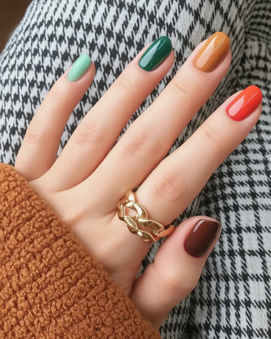 Fall Vibes: Best Nail Colors for September 2025 Fall Skittles in Earthy Rainbow