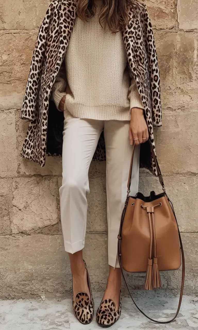 2025 casual fall fashion outfits for women 50+ Print Mixing in Neutrals