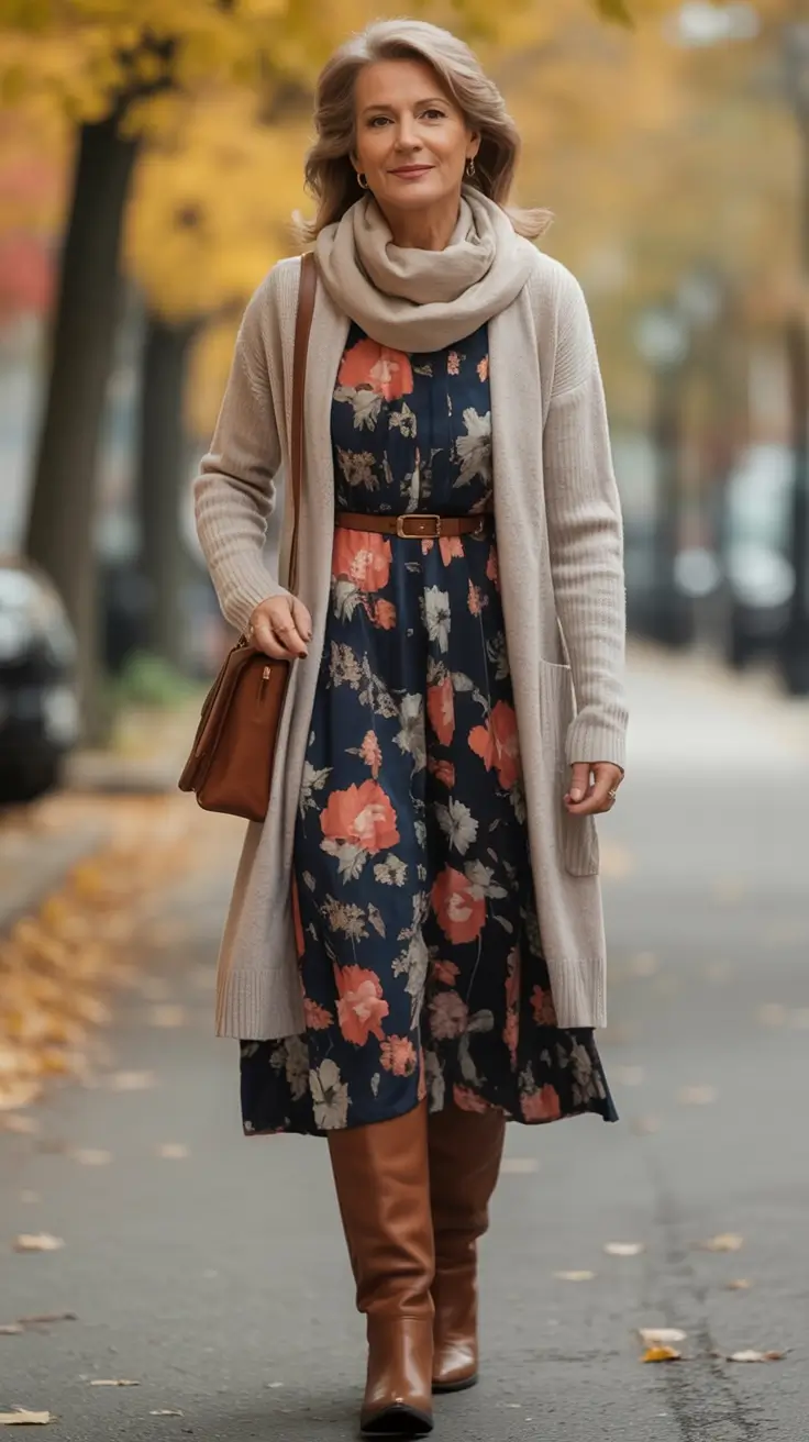 2025 casual fall fashion outfits for women 50+ Feminine Florals and Fall Walks