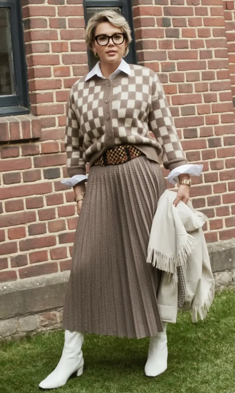2025 casual fall fashion outfits for women 50+ Graphic Layers and Statement Checks