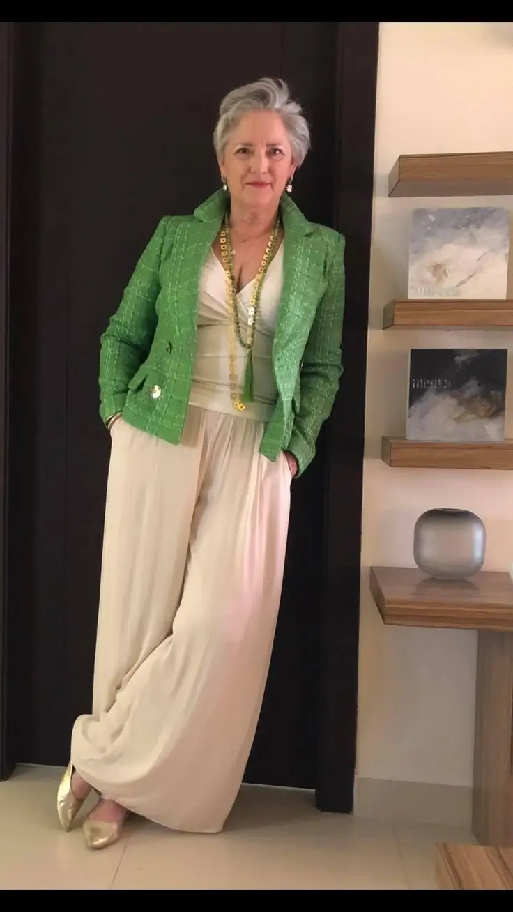 2025 casual fall fashion outfits for women 50+ Soft Tailoring and Garden Green