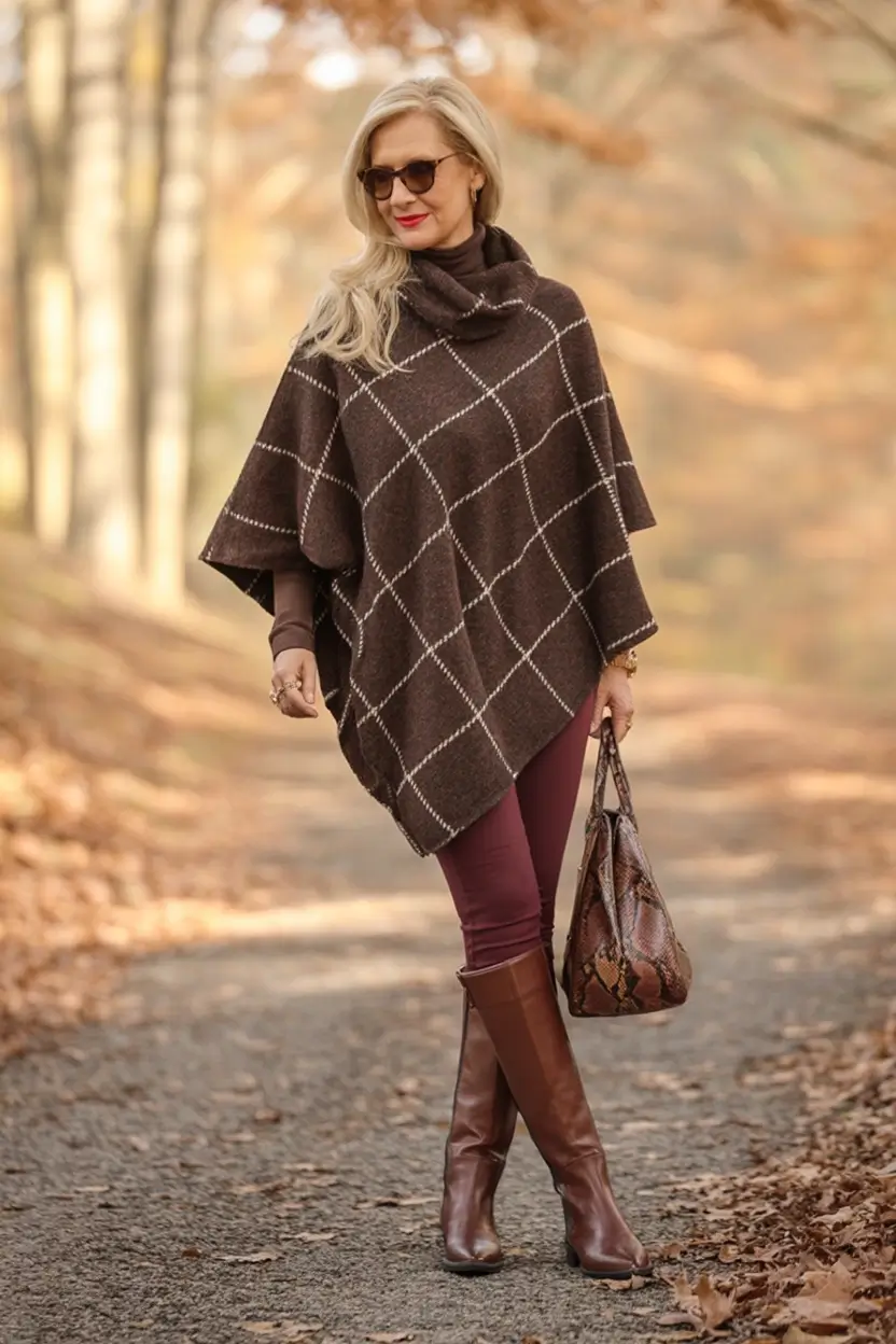 2025 casual fall fashion outfits for women 50+ Autumn Plaid and Polished Boots