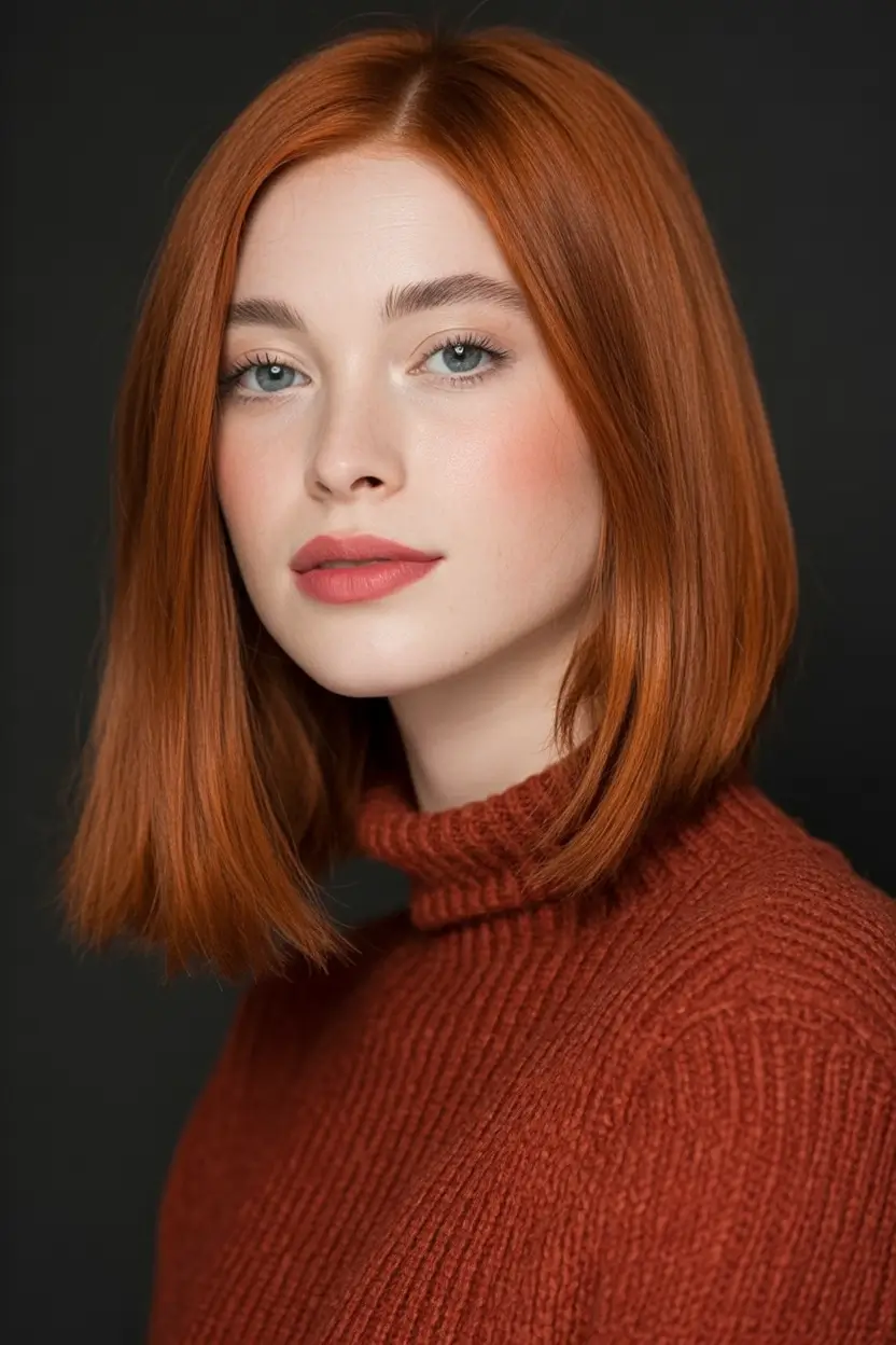 Chic and Easy Haircuts for Fall 2025 Classic Copper Blunt Bob