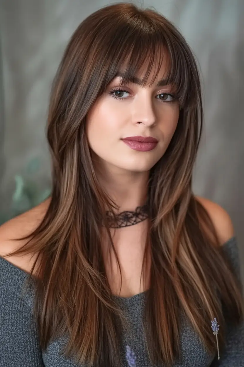 Chic and Easy Haircuts for Fall 2025 Polished Fringe With Sleek Length