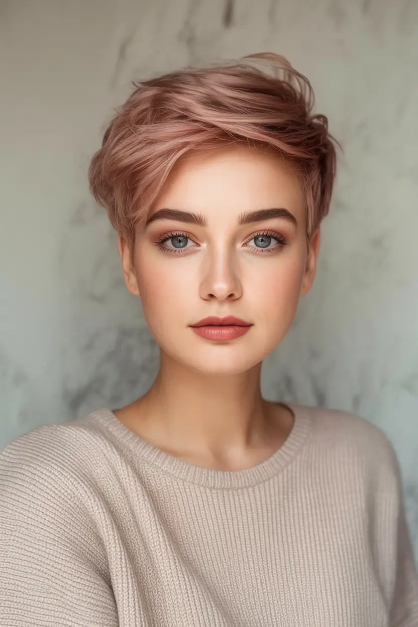 Chic and Easy Haircuts for Fall 2025 Dusty Rose Pixie Romance