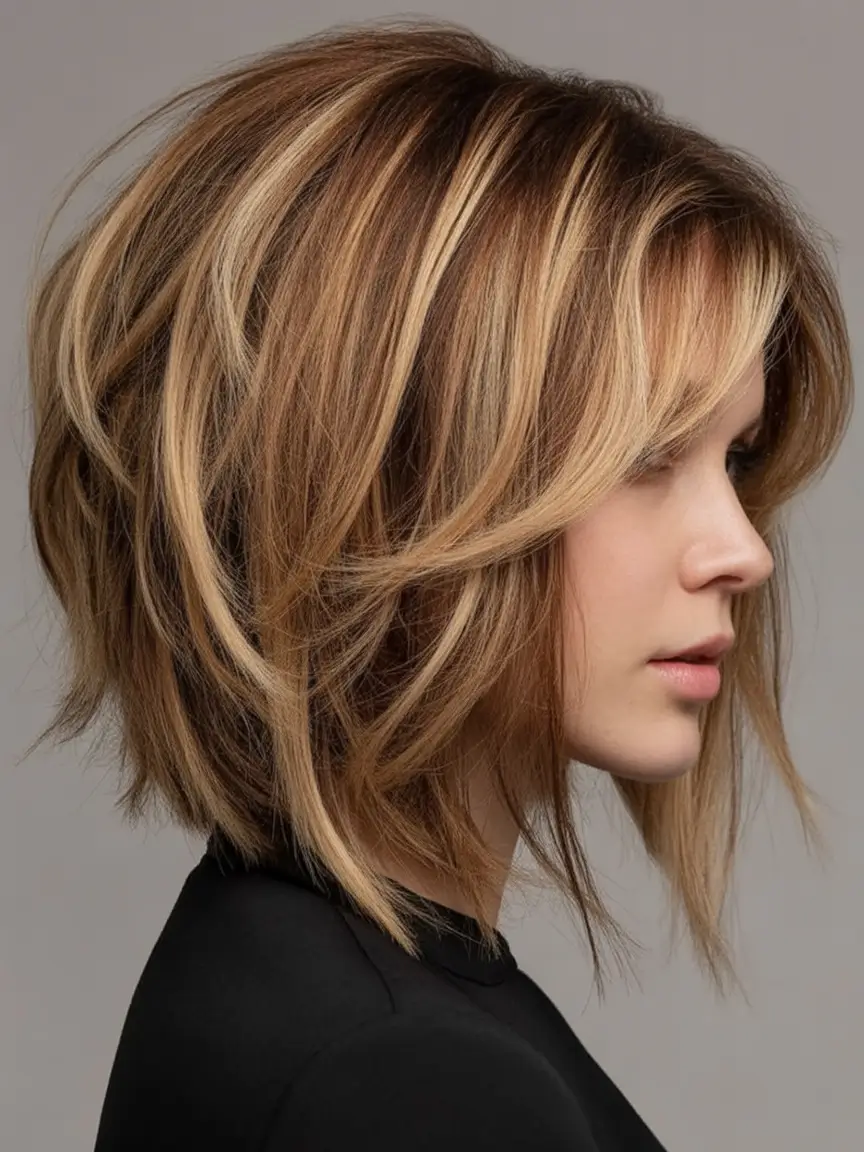 Chic and Easy Haircuts for Fall 2025 Stacked Volume Bob With Blonde Ribbons