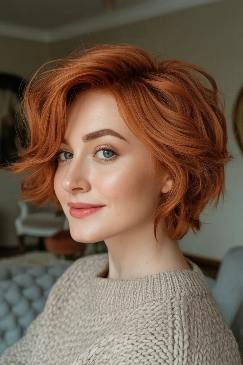 Chic and Easy Haircuts for Fall 2025 Wavy Ginger Bob With French Vibes