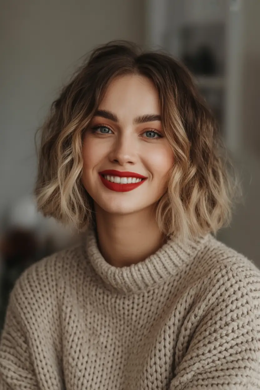 Chic and Easy Haircuts for Fall 2025 Subtle Balayage Waves on Blunt Bob