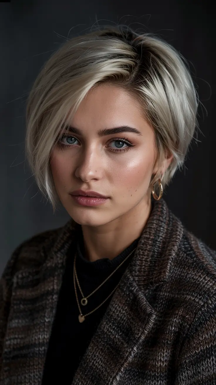 Chic and Easy Short Haircuts for Fall 2025 Chic Champagne Blonde Bob with Face Frame