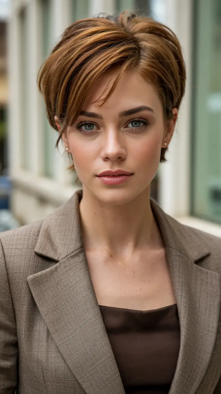 Chic and Easy Short Haircuts for Fall 2025 Grown-Up Pixie With Side Layers