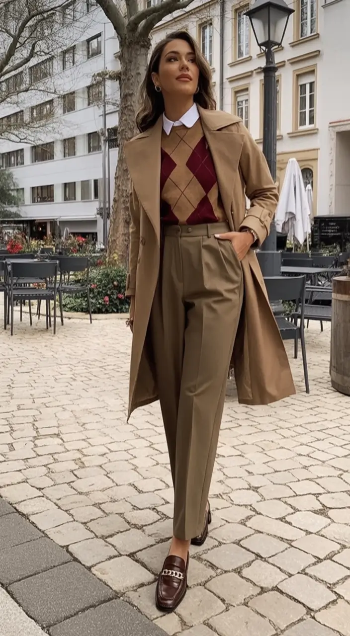 Classy fall women outfits for work 2025 Argyle Layers and City Confidence