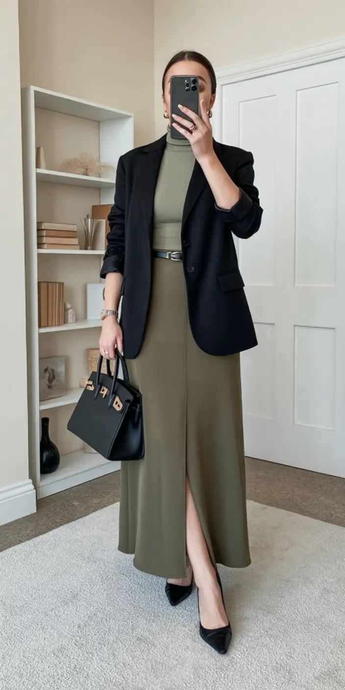 Classy fall women outfits for work 2025 Olive Elegance with Subtle Edge