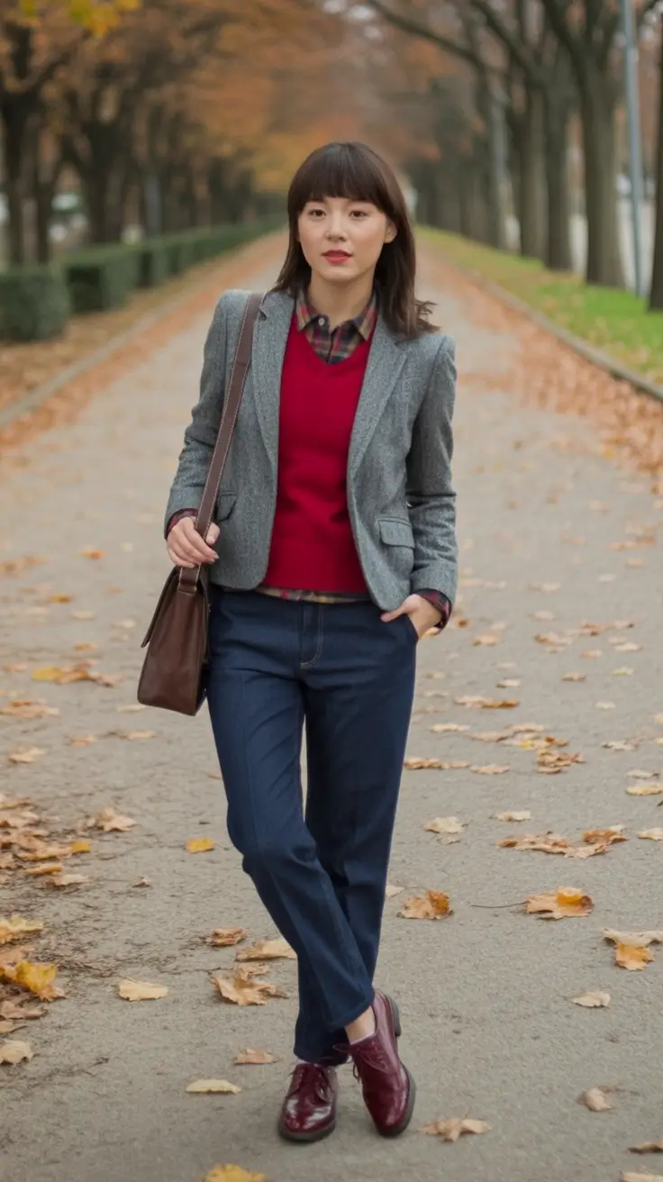 Classy fall women outfits for work 2025 Blazer, Plaid, and the Power of Red