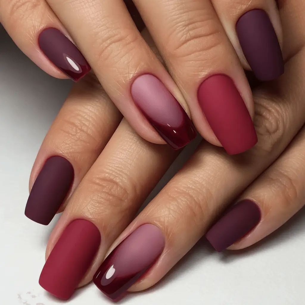 Creative Fall Gel Nail Designs 2025 Velvety Mauve Matte Ombré