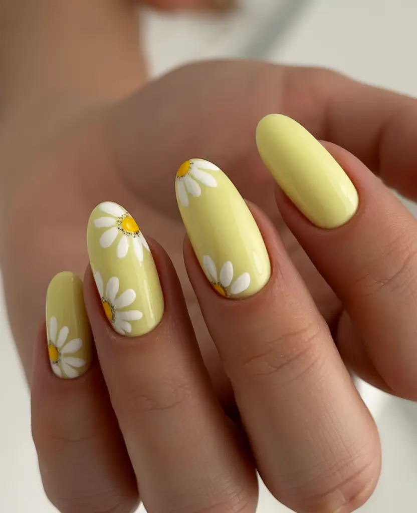 Cute Butter Yellow Nail Ideas to Try This Season Daisy Chain Butter Yellow Bloom