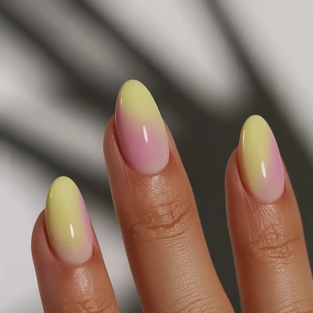 Cute Butter Yellow Nail Ideas to Try This Season Sunset Aura Fade