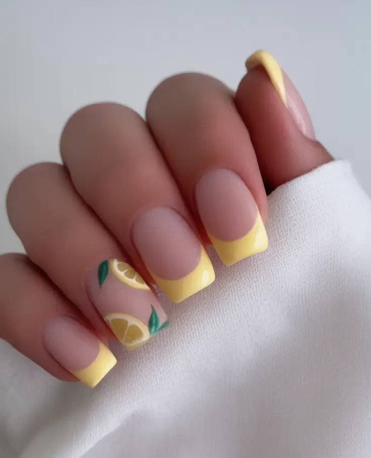 Cute Butter Yellow Nail Ideas to Try This Season Lemon Zest Meets French