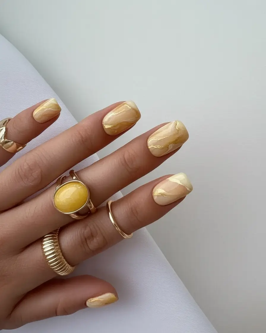 Cute Butter Yellow Nail Ideas to Try This Season Retro Wave with a Twist of Pink