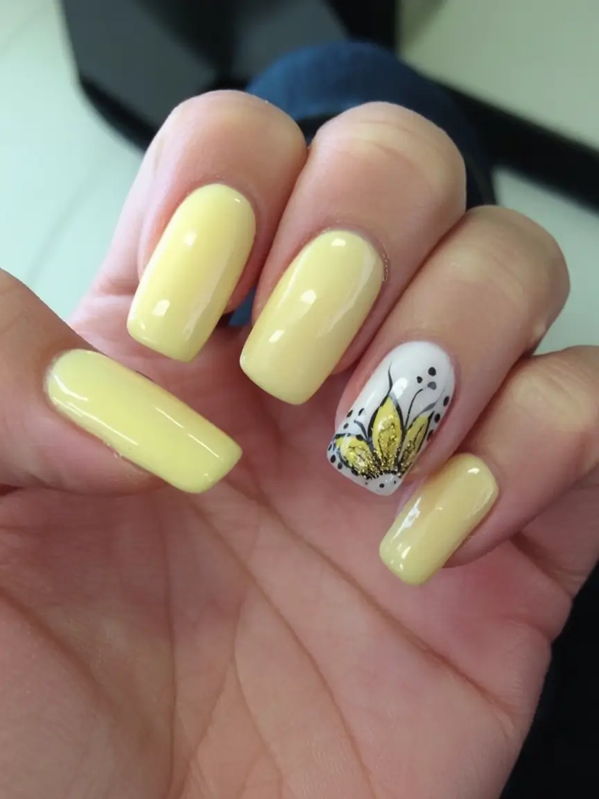 Cute Butter Yellow Nail Ideas to Try This Season Soft Florals And Sunshine Tips