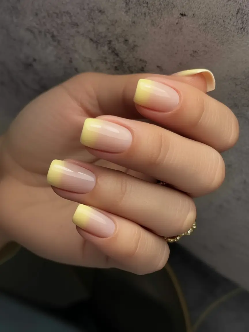 Cute Butter Yellow Nail Ideas to Try This Season Butter French Fade