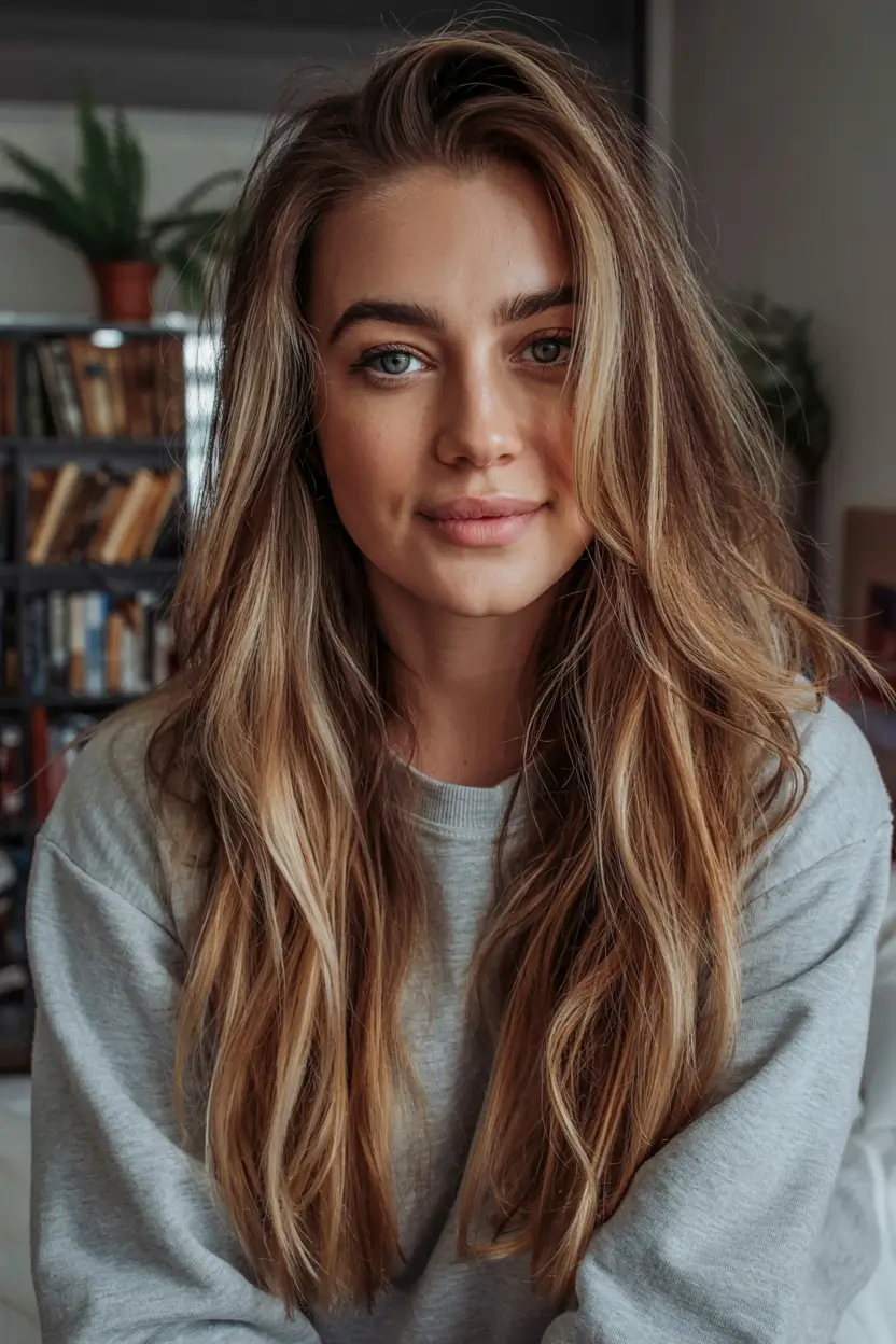 Cute Stylish Hair Colors for Fall 2025 Beachy Cinnamon Melt on Long Layers