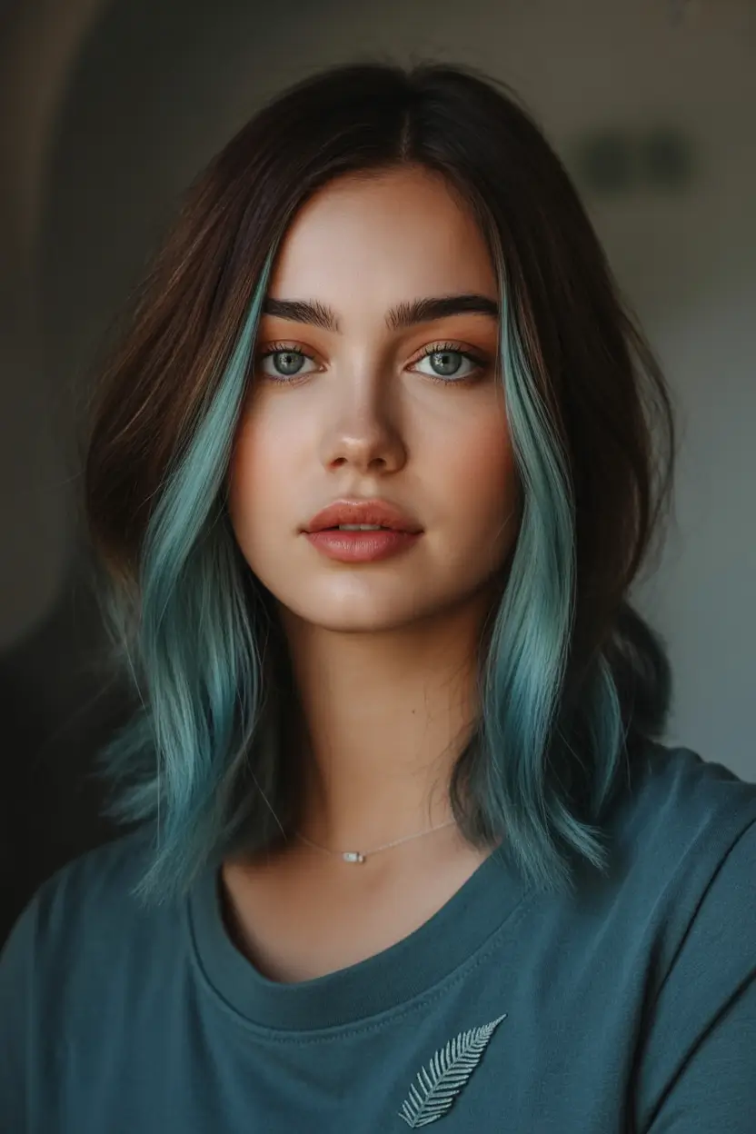 Dark Brown Fall Shades - Hair Colors to Try in 2025 Teal-Tipped Brunette Bob