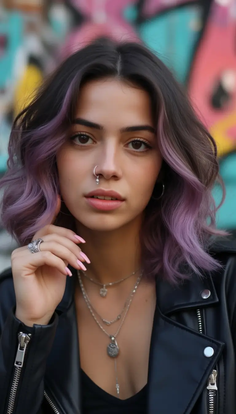 Dark Brown Fall Shades - Hair Colors to Try in 2025 Dusty Lilac Lob With Soft Volume