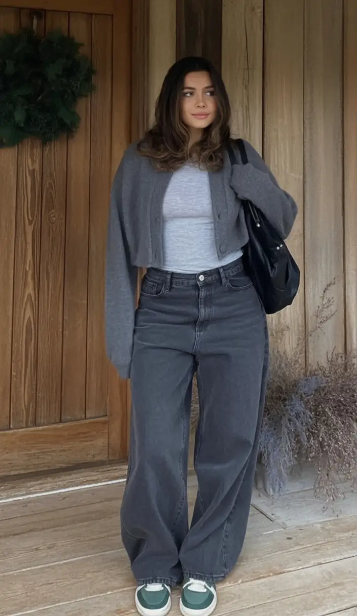 Early Fall outfits inspo for September 2025 Soft Layers in Charcoal Tones