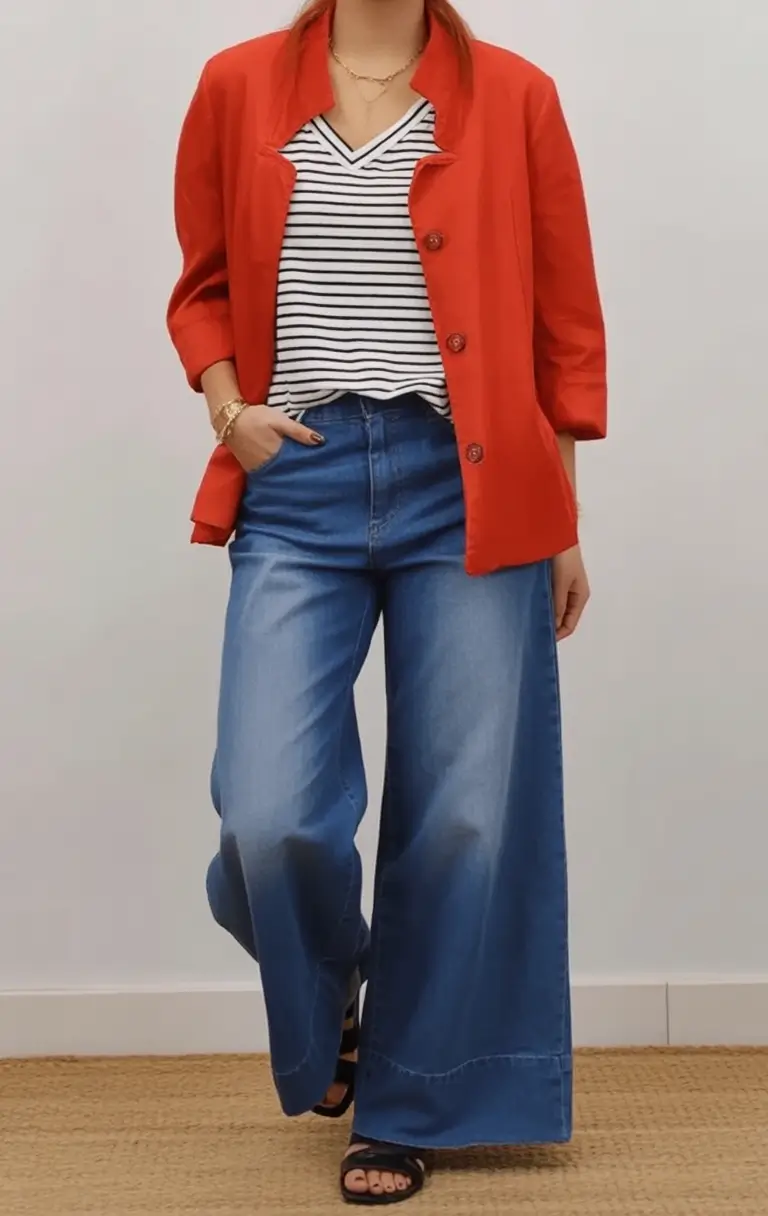Early Fall outfits inspo for September 2025 Parisian Stripes Meet Americana Denim