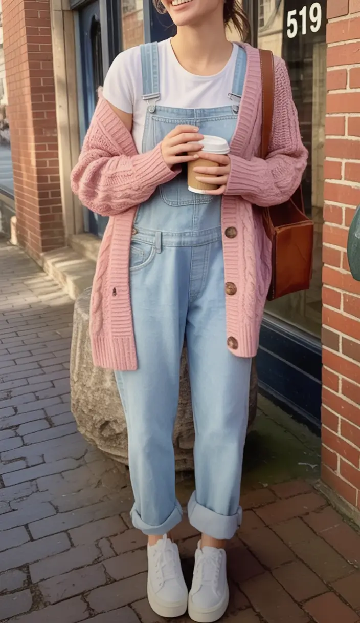 Early Fall outfits inspo for September 2025 Playful Layers in Denim and Blush