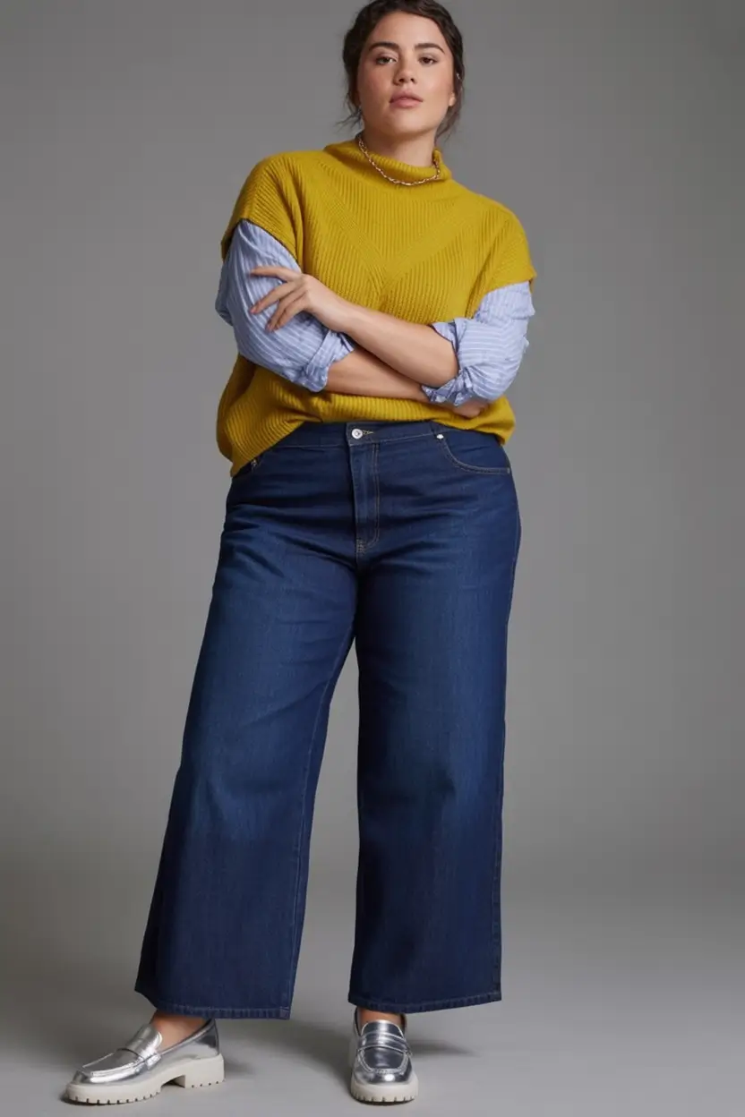 Early Fall outfits inspo for September 2025 Golden Knit Energy with Denim Anchoring