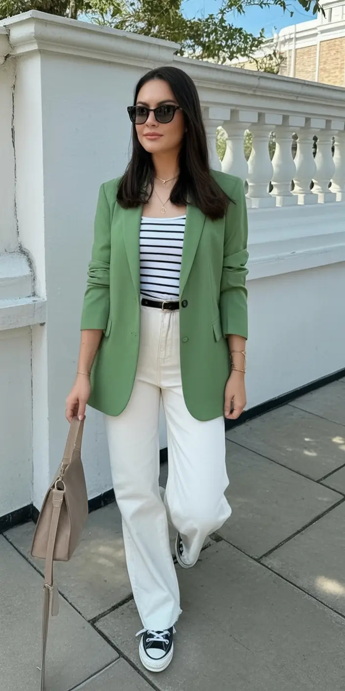 Early Fall outfits inspo for September 2025 Fresh Greens and Crisp Stripes