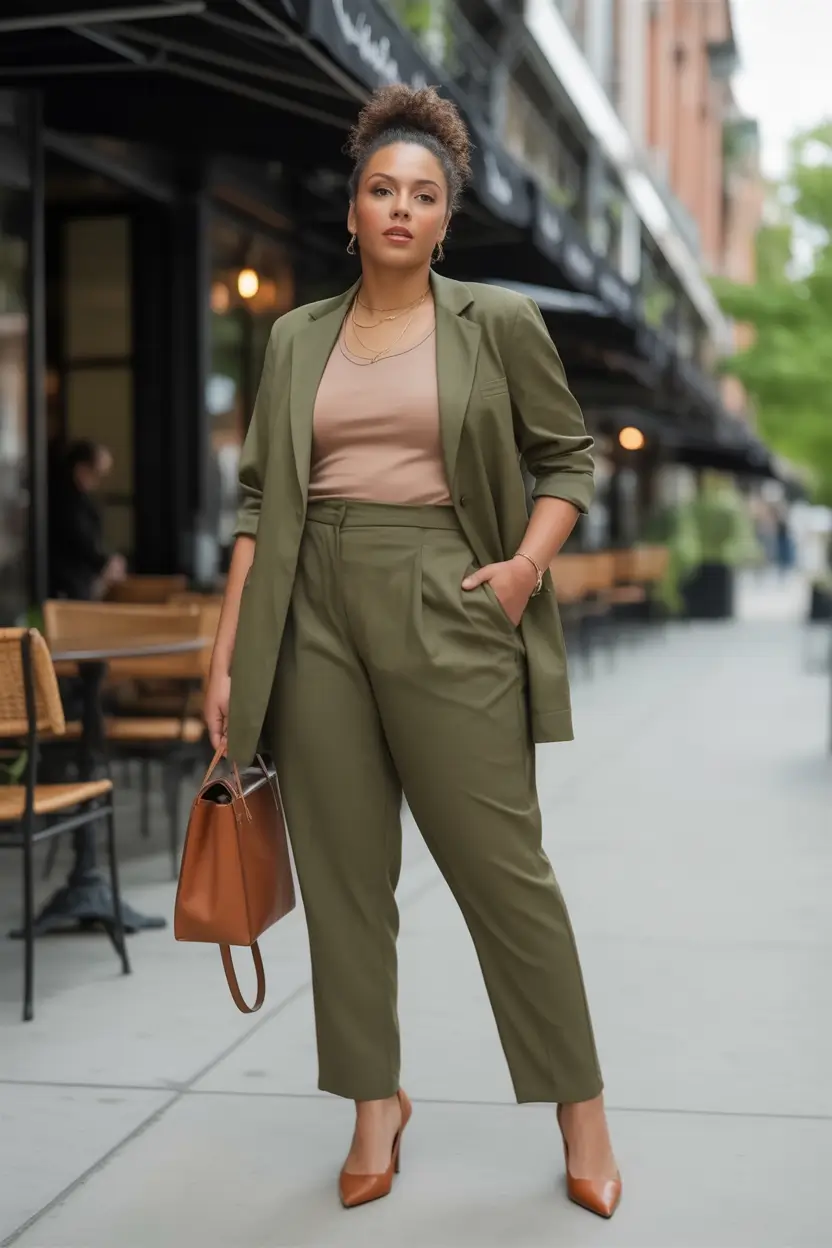 Early Fall outfits inspo for September 2025 Structured Olive for Street-Smart Days