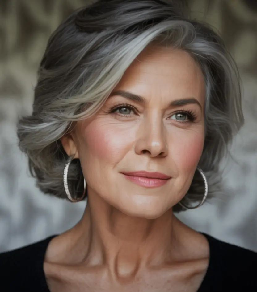 Elegant Fall hairstyles and colors for Women Over 60 in 2025 Silver Curls with Soft Bounce