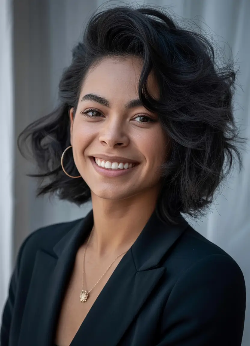 Fall 2025 Bob Haircuts Inspo for Women Sculptural Volume Bob with Bold Side Part