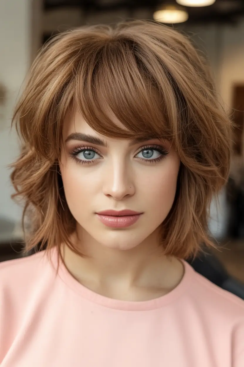 Fall 2025 Bob Haircuts Inspo for Women Textured Caramel Copper Layers