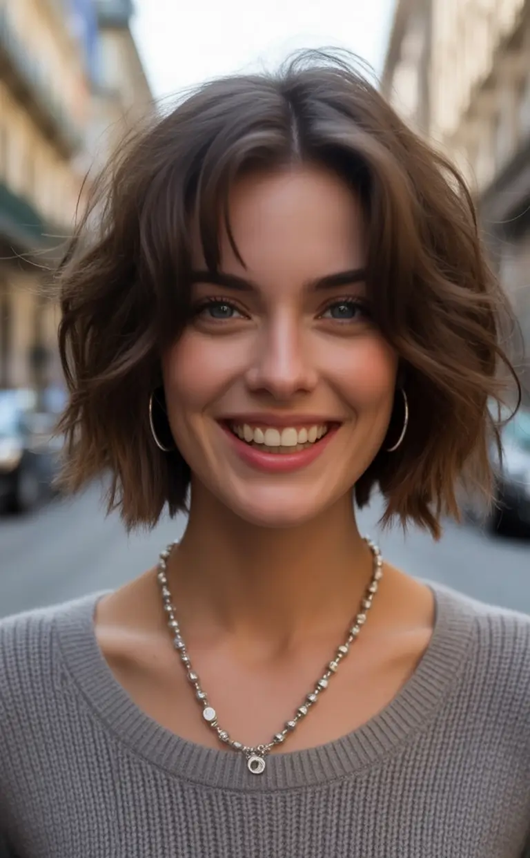 Fall 2025 Bob Haircuts Inspo for Women Effortless Shaggy French Bob