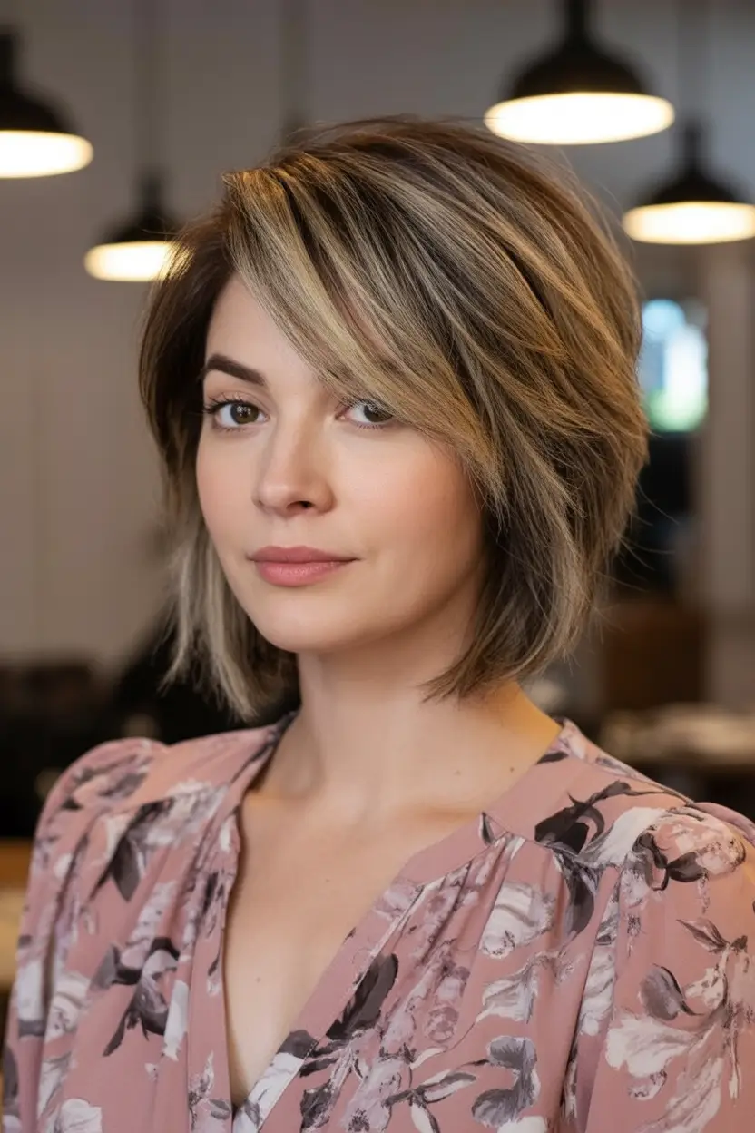 Fall 2025 Bob Haircuts Inspo for Women Beveled Layers with Ash-Blonde Highlights