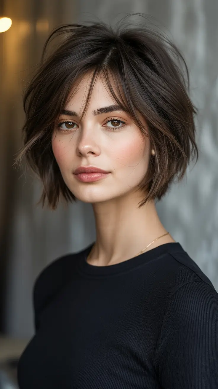 Fall 2025 Bob Haircuts Inspo for Women Messy Chic with Airy Bangs