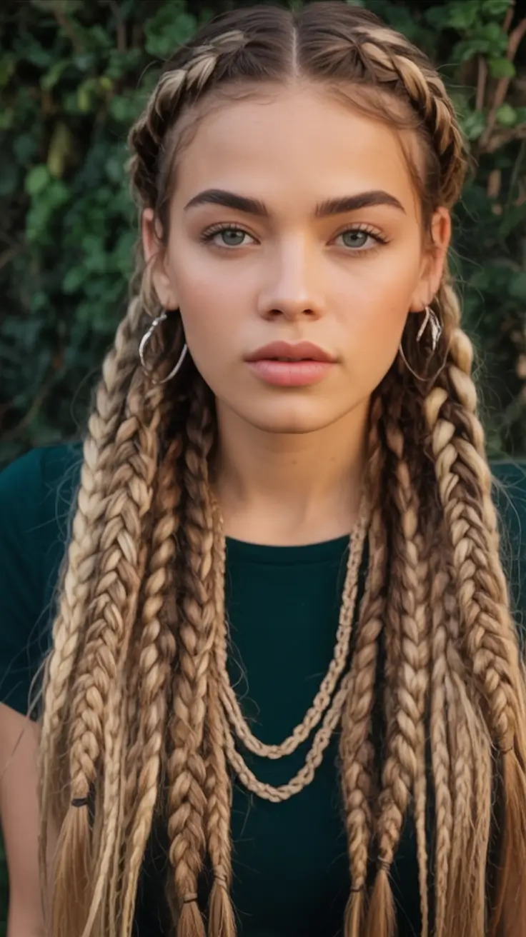 Top Burgundy Hair Color Looks for Autumn 2025 Boho Blonde Braids with a Touch of Warrior Chic