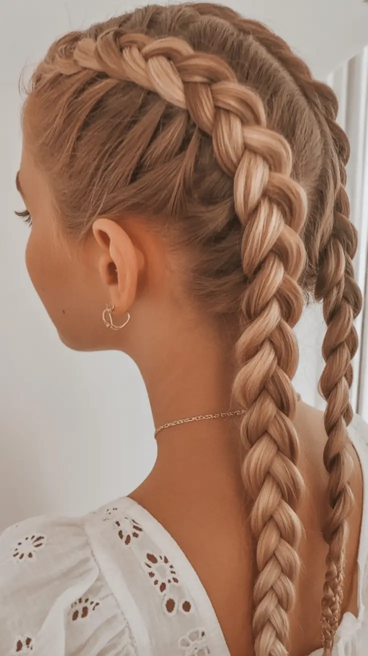 Top Burgundy Hair Color Looks for Autumn 2025 Classic Dutch Pigtails with Chestnut Dimension