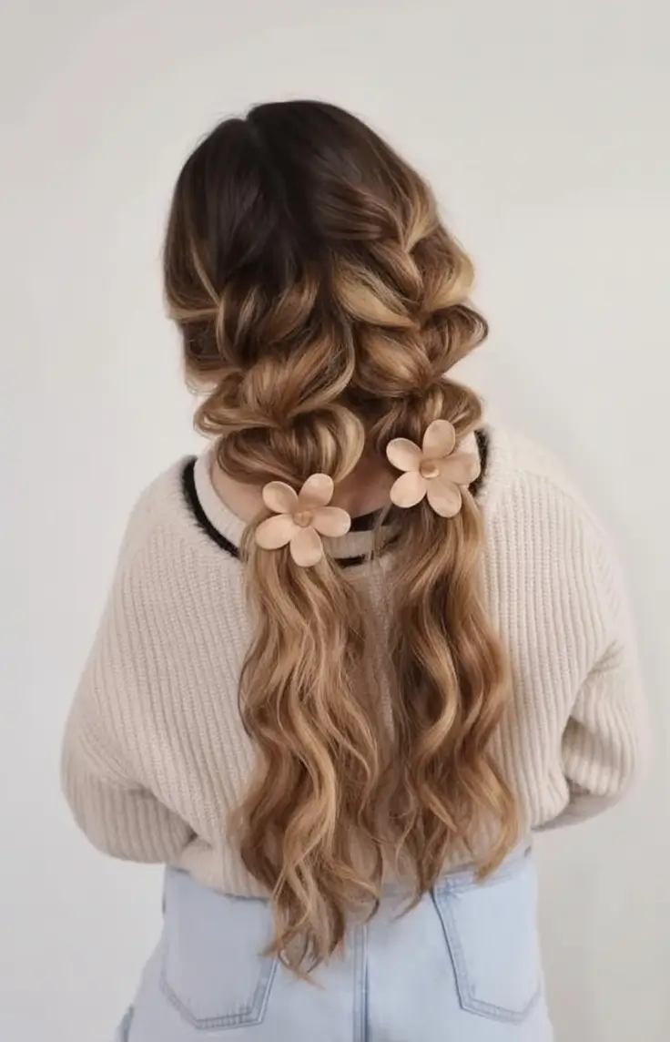 Top Burgundy Hair Color Looks for Autumn 2025 Dual Braid Bloom with Waves