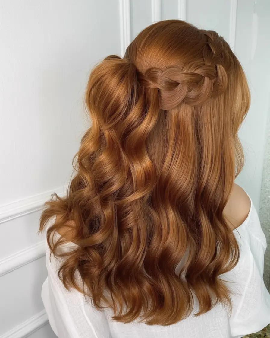 Top Burgundy Hair Color Looks for Autumn 2025 Red Velvet Waves with Waterfall Braid